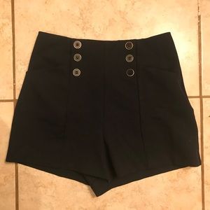 Navy High Waisted Sailor Shorts